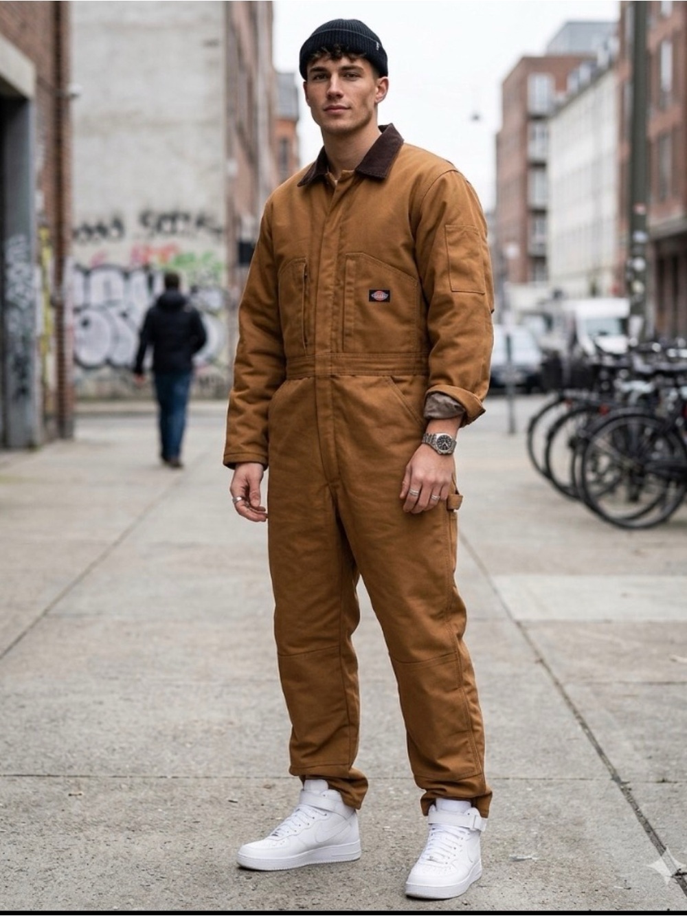 Dickies Insulated Durable Brown Grunge Workwear Water Resistant Coverall Size SR
